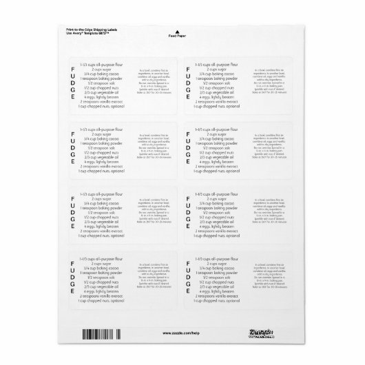 Fudge Labels (Full Sheet)