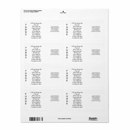 Fudge Labels (Full Sheet)