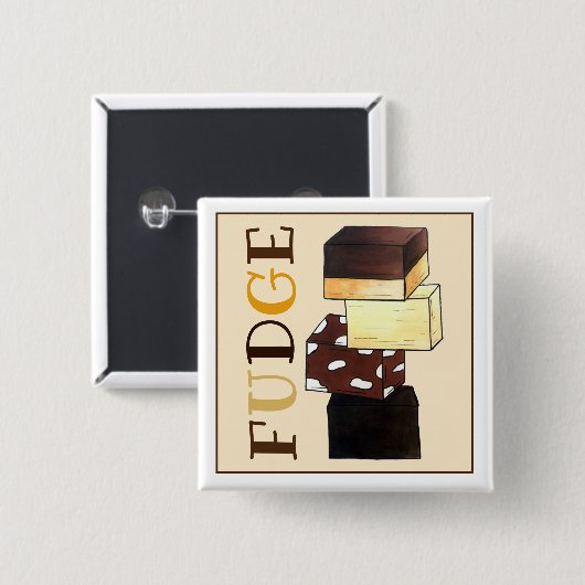 Fudge Stack Confection Snoep Sweets Vierkante Button 5,1 Cm (Voorkant /achterkant)