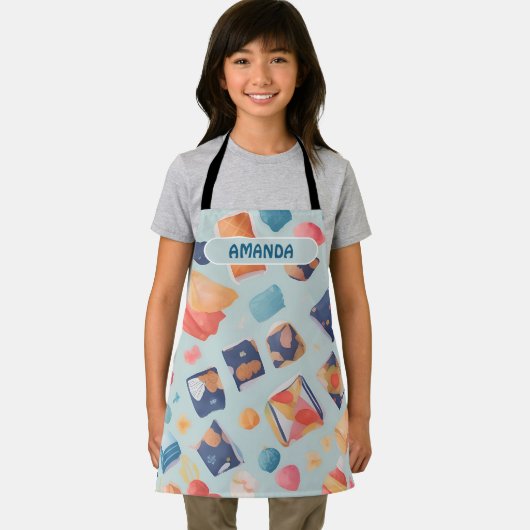 Fudge Waterverf Kleurrijk Gepersonaliseerd Patroon Schort (Insitu)