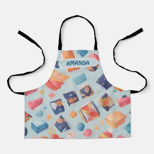 Fudge Waterverf Kleurrijk Gepersonaliseerd Patroon Schort (Voorkant)