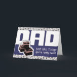 Fudging Vaderdag of Pap's Birthday blauwe kaart<br><div class="desc">Grappig Vaderdag of pap's Birthday kaart. Kaart: "Papa - Net als een spatje ben je echt zoet" (binnen) "... .</div>