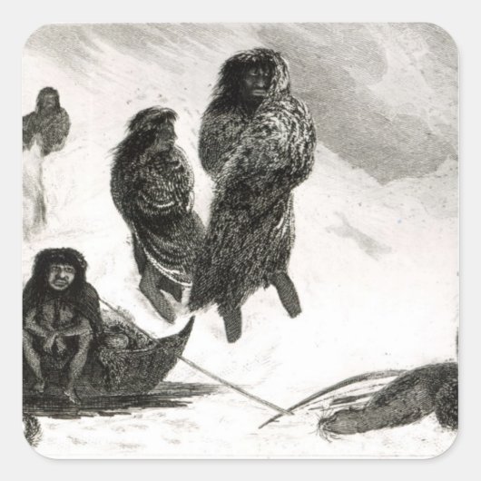 Fuegiërs gaan handel drijven in Zapallos Vierkante Sticker (Voorkant)