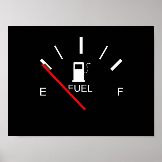 FUEL GAUGE EMPTY FULL BLACK WHITE RED TRAVEL POSTER (Voorkant)
