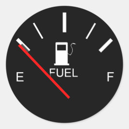 FUEL GAUGE EMPTY FULL BLACK WHITE RED TRAVEL RONDE STICKER