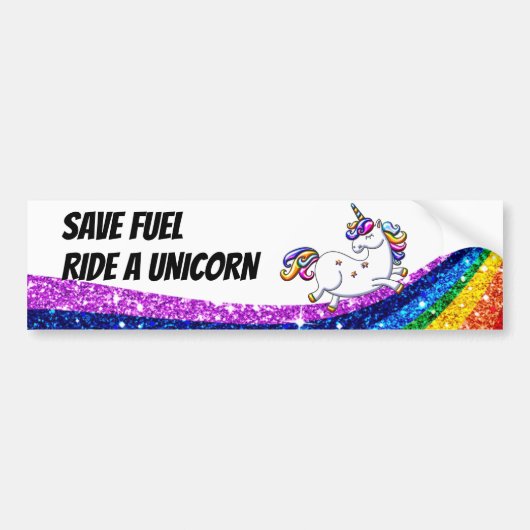 Fuel Ride a Unicorn opslaan Bumpersticker (Voorkant)