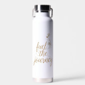 Fuel the Journey – White & Gold Floral Travel Bott Waterfles (Voorkant)