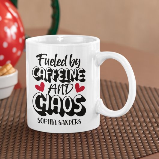 Fueled by Caffeine and Chaos Funny Coffee Lovers Koffiemok