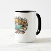 Fueled by Caffeine & Chaos Funny Coffee Mug Mok (Voorkant rechts)