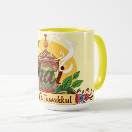 Fueled By Chai & Tawakkul | Floral Islamic Teapot  Mok (Voorkant rechts)