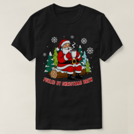 Fueled by Christmas Brew Santa Art T-Shirt