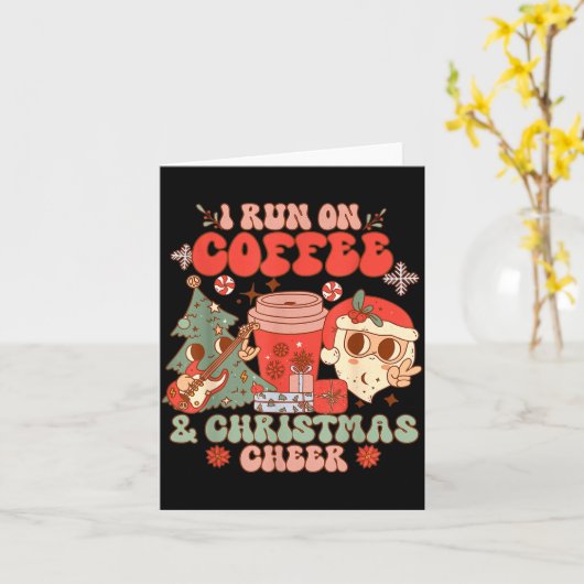 Fueled By Coffee &amp; Christmas Cheer Funny Coffe Kaart (Gele Bloem)