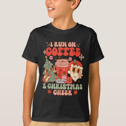 Fueled By Coffee &amp; Christmas Cheer Funny Coffe T-shirt (Voorkant)