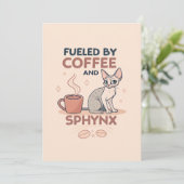 Fueled by Coffee and Sphynx Cat Art Feestdagenkaart (Staand voorkant)