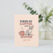 Fueled by Coffee and Sphynx Cat Art Feestdagenkaart (Staand voorkant)