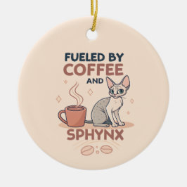 Fueled by Coffee and Sphynx Cat Art Keramisch Ornament