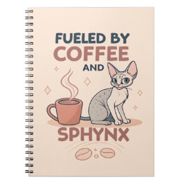 Fueled by Coffee and Sphynx Cat Art Notitieboek