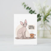 Fueled by Coffee and Sphynx Cat Illustration Briefkaart (Staand voorkant)
