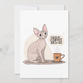 Fueled by Coffee and Sphynx Cat Illustration Feestdagenkaart