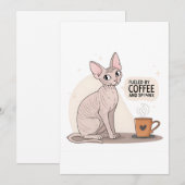 Fueled by Coffee and Sphynx Cat Illustration Feestdagenkaart (Voorkant / Achterkant)