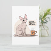 Fueled by Coffee and Sphynx Cat Illustration Feestdagenkaart (Staand voorkant)
