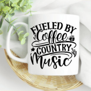 Fueled by Coffee Country Music Fun Cute Koffiemok