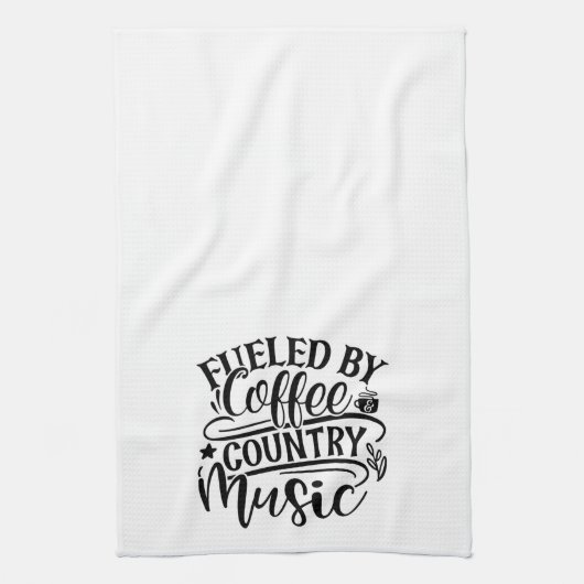 Fueled by Coffee Country Music Fun Cute Theedoek (Verticaal)