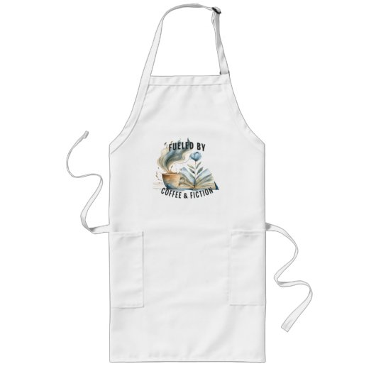 Fueled by Coffee & Fiction Long Apron Lang Schort (Voorkant)