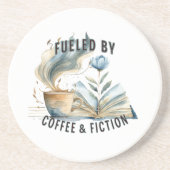Fueled by Coffee & Fiction Sandstone Coaster Zandsteen Onderzetter (Voorkant)