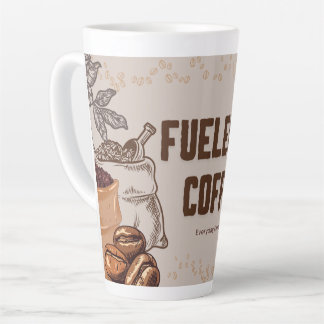 Fueled by Coffee Latte Mug – Funny Tall Cup Gift Latte Mok