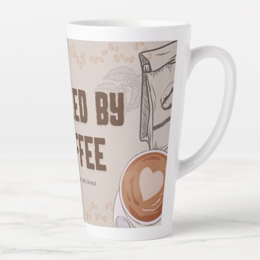 Fueled by Coffee Latte Mug – Funny Tall Cup Gift Mok (Rechts)