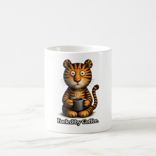 🐯☕ “Fueled by Coffee” Tiger Mug 🔥🧡 Koffiemok (Center)