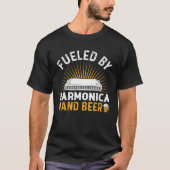 Fueled By Harmonica And Beer Harmonica Playing Bee T-shirt (Voorkant)