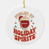 Fueled by Holiday Spirits Funny Wine Christmas Keramisch Ornament (Achterkant)