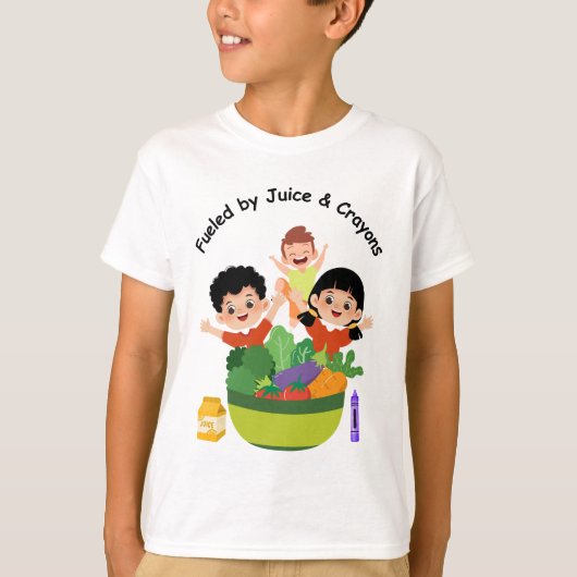 Fueled by Juice and Crayons Fun School T-Shirt (Voorkant)