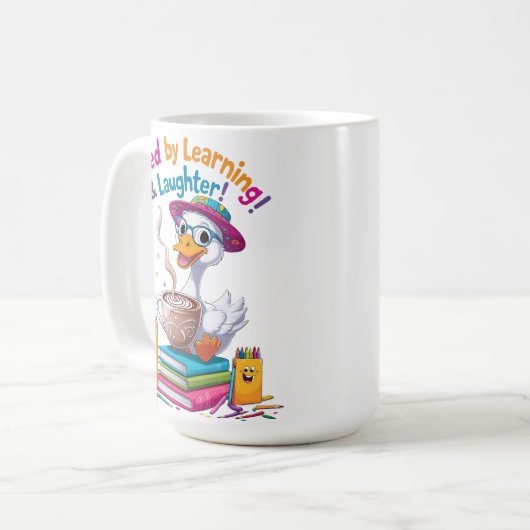 Fueled by Learning Goose Mug – Back to School Fun Koffiemok (Voorkant links)