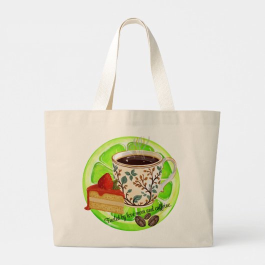 Fueled by love mom and caffeine. grote tote bag (Achterkant)