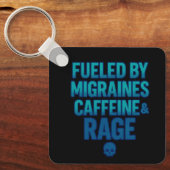 Fueled by Migraines, Caffeine & Rage – Blue Rage  Sleutelhanger (Voorkant)
