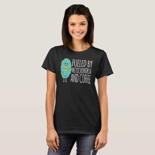 Fueled by Mitochondria and Coffee Pun Biology Humo T-shirt (Voorkant volledig)