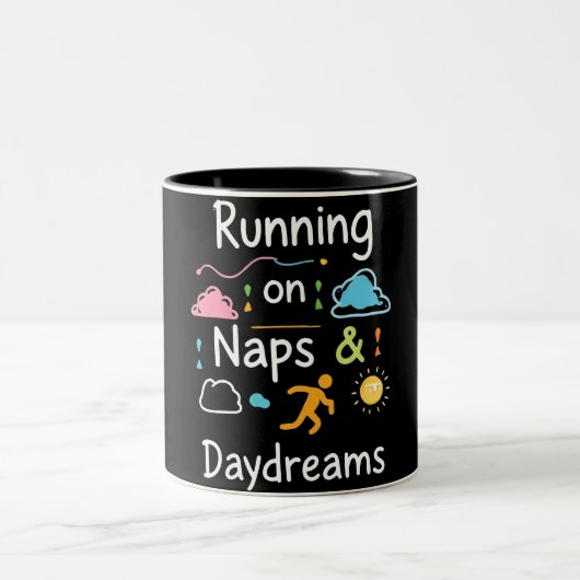 Fueled By Naps, Powered By Dreams - Cozy Aesthetic Tweekleurige Koffiemok (Center)