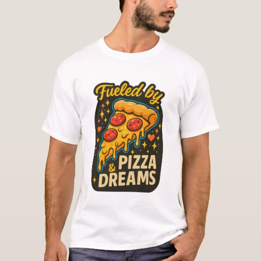 Fueled by Pizza & Dreams — Cheesy Pepperoni Slice  T-shirt (Voorkant)