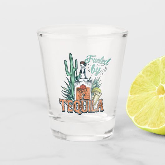 Fueled by Tequila Novelty Party Shot Glas (Voorkant)