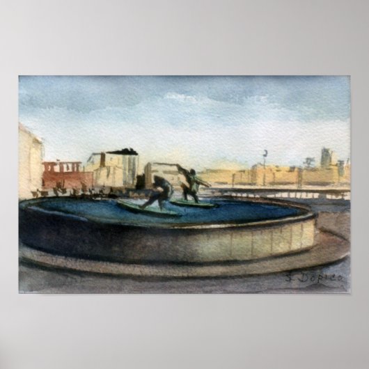 Fuente de los surfistas (A Coruña) Poster (Voorkant)