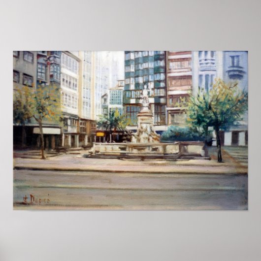 Fuente de Neptuno (A Coruña)/Neptune fountain Poster (Voorkant)