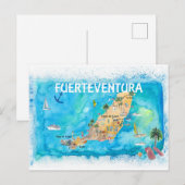 Fuerteventura Canarias Spanje Illustrate Map Briefkaart (Voorkant / Achterkant)