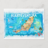Fuerteventura Canarias Spanje Illustrate Map Briefkaart (Voorkant)