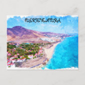 Fuerteventura Canarische Vintage Waterverf Briefkaart (Voorkant)