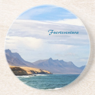 Fuerteventura Oceaan Kust Reis Kunst Zandsteen Onderzetter