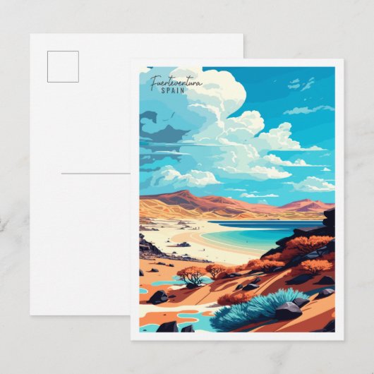 Fuerteventura Spanje vintage reisillustratie Briefkaart (Voorkant / Achterkant)