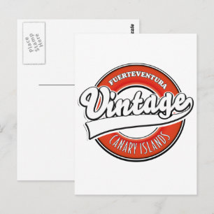 Fuerteventura spanje vintage stijl logo briefkaart